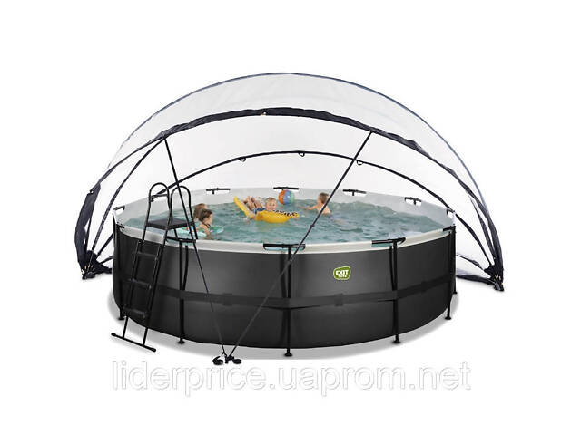 Басейн великий каркасний EXIT з накриттям 427х122 см (пісочний фільтр), чорна шкіра, оригінал! - Фото 1