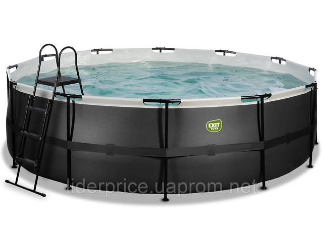 Басейн великий каркасний EXIT з накриттям 427х122 см (пісочний фільтр), чорна шкіра, оригінал! - Фото 2