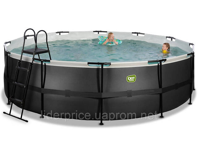 Басейн великий каркасний EXIT з накриттям 427х122 см (пісочний фільтр), чорна шкіра, оригінал! - Фото 3