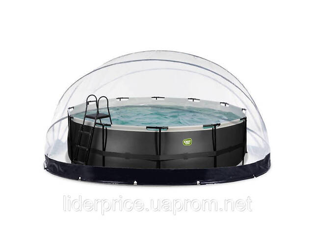 Басейн великий каркасний EXIT з накриттям 427х122 см (пісочний фільтр), чорна шкіра, оригінал! - Фото 6
