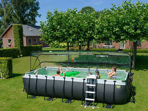 Басейн EXIT з куполом 540х250х122см 'чорна шкіра' фільтр пісок + тепловий насос