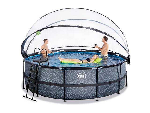 Басейн EXIT круглий з куполом 450х122 см + тепловий насос + пісочний фільтр 'камінь' - Фото 1