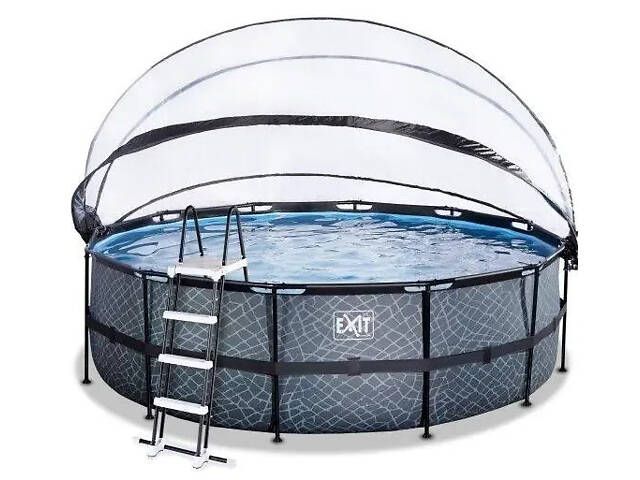 Басейн EXIT круглий з куполом 450х122 см + тепловий насос + пісочний фільтр 'камінь' - Фото 2