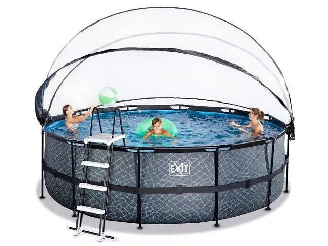 Басейн EXIT круглий з куполом 450х122 см + тепловий насос + пісочний фільтр 'камінь' - Фото 4