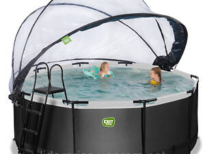 Каркасний басейн з куполом EXIT чорна шкіра 360х122 см, пісочний фільтр+тепловий насос, оригінал!!