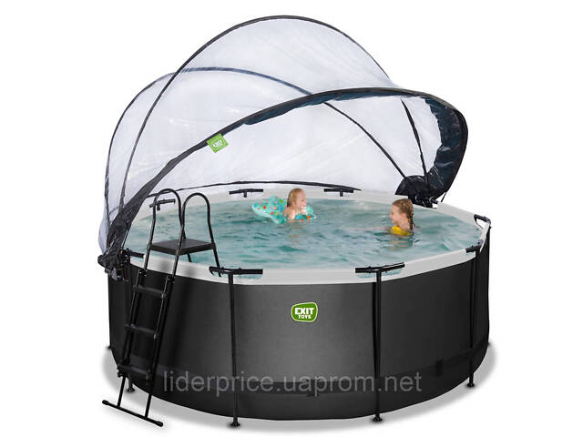 Каркасний басейн з куполом EXIT чорна шкіра 360х122 см, пісочний фільтр+тепловий насос, оригінал!! - Фото 1