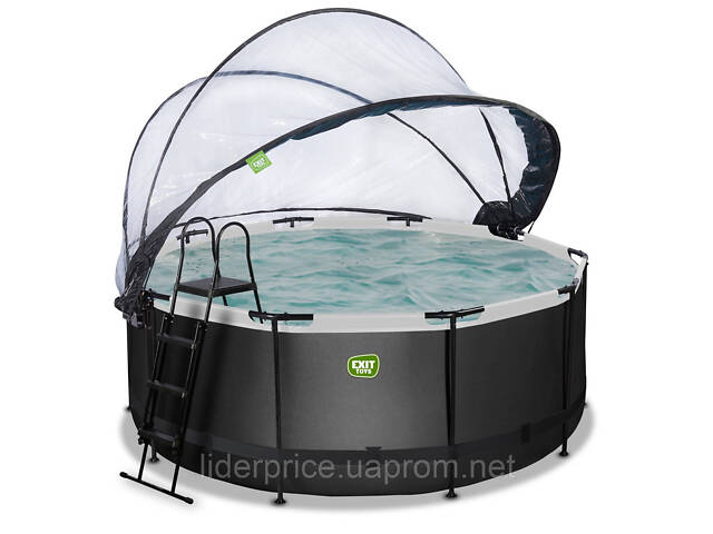 Каркасний басейн з куполом EXIT чорна шкіра 360х122 см, пісочний фільтр+тепловий насос, оригінал!! - Фото 6