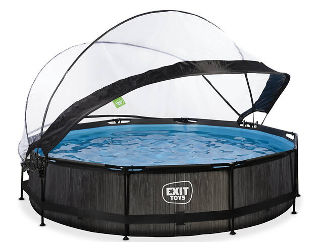 Бассейн круглый каркасный 360 х 76 см с куполом EXIT 'черное дерево', для детей, дачи - Фото 2