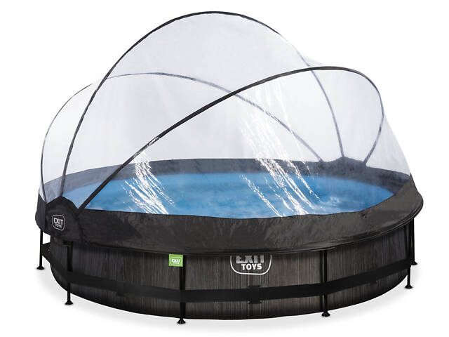 Бассейн круглый каркасный 360 х 76 см с куполом EXIT 'черное дерево', для детей, дачи - Фото 3