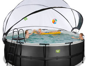 Басейн круглий з куполом EXIT 'чорна шкіра' 427х122 см (пісочний фільтр)