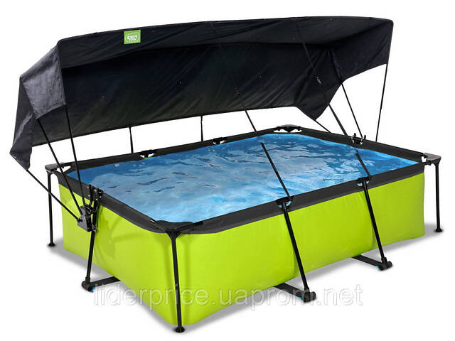 Басейн прямокутний з тентом EXIT лайм 220х150х65 см, паперовий фільтр, оригінал!! - Фото 2