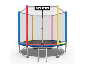 Батут Atleto 312 см с сеткой и лестницей multikolor
