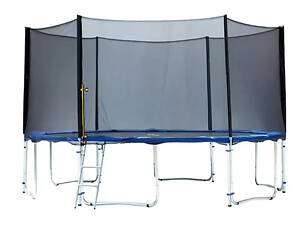 Батут дитячий круглий 427 см зі сходами та захисною сіткою Tilly RJ-0089 Синій