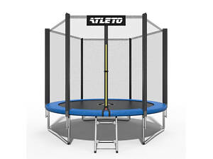 Батут детский с сеткой и лестницей 252 см Atleto