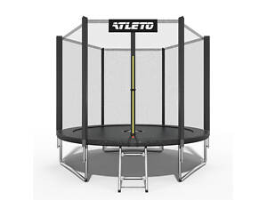 Батут детский с сеткой и лестницей 252 см Atleto черный