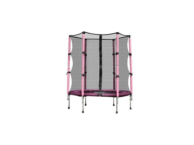 Батут FitToSky 140см с сеткой розовый - Фото 1