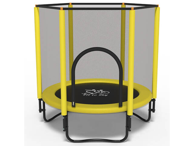 Батут FitToSky 152см Black с сеткой желтый - Фото 1