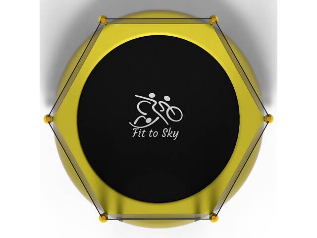 Батут FitToSky 152см Black с сеткой желтый - Фото 2
