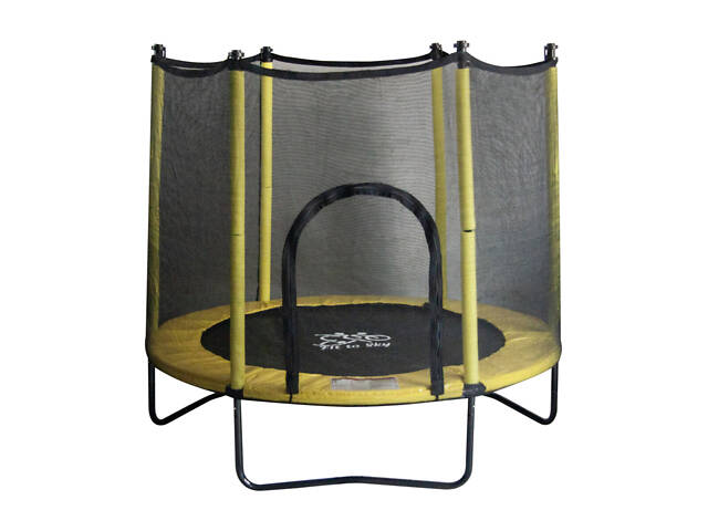 Батут FitToSky 152см Black с сеткой желтый - Фото 6