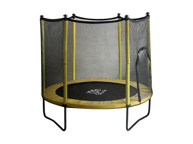 Батут FitToSky 152см Black с сеткой желтый - Фото 7
