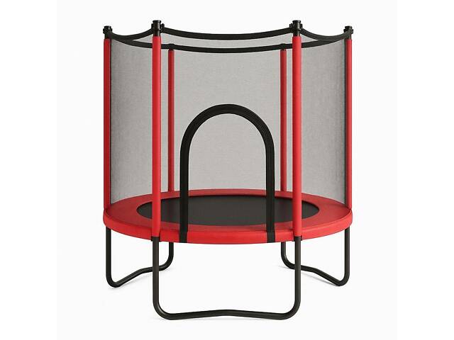 Батут FitToSky 152см Black с сеткой, красный - Фото 1