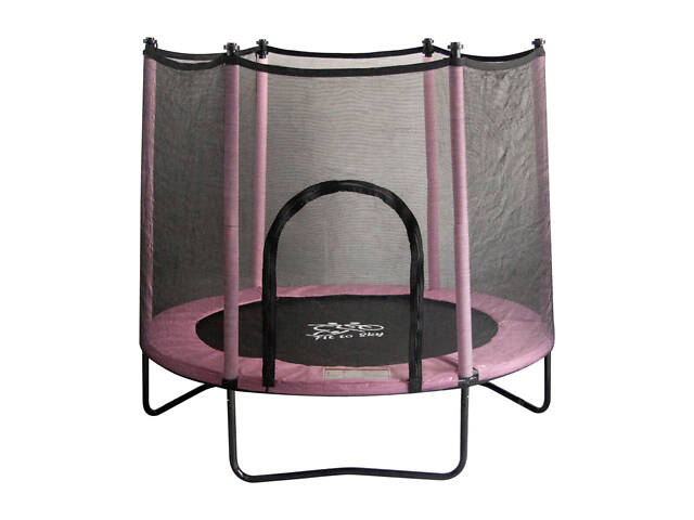 Батут FitToSky 152см Black с сеткой розовый - Фото 8