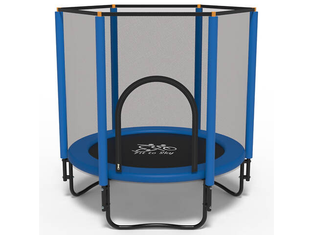 Батут FitToSky 152см Black с сеткой, синий - Фото 1