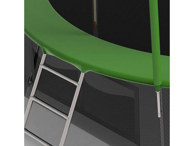 Батут FitToSky 183см с внутренной сеткой и лесенкой 36 пружын зелёный - Фото 4