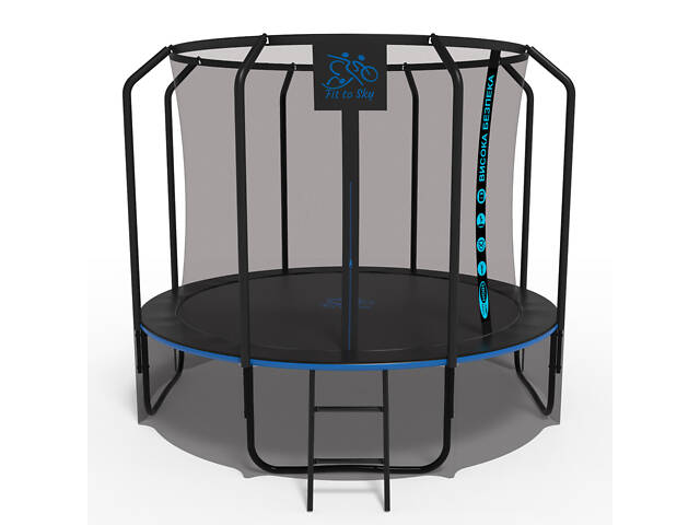Батут FitToSky 312см Black Premium c сеткой и лесенкой 56 пружын - Фото 1