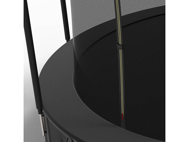 Батут FitToSky 374см с внутренной сеткой и лесенкой чёрный - Фото 3