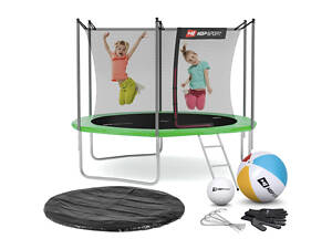 Батут Hop-Sport 10ft (305см) зеленый с внутренней сеткой.