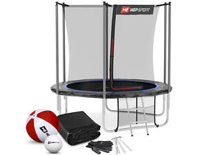 Батут Hop-Sport 8ft (244см) черно-синий с внутренней сеткой.