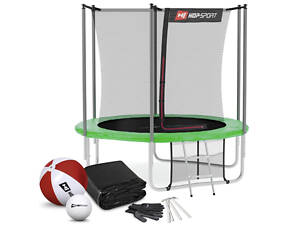 Батут Hop-Sport 8ft (244см) зеленый с внутренней сеткой.