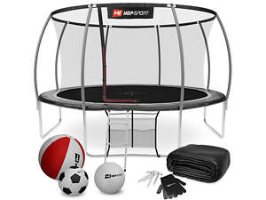 Батут Hop-Sport Premium 14ft (427см) черно-серый с внутренней сеткой.
