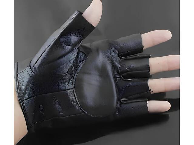 Шкіряні байкерські рукавички без пальців RESTEQ з заклепками — рукавички для мотоцикла, тренувань і стилю - Фото 3