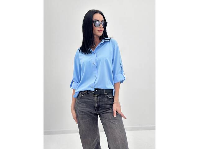 Базова жіноча сорочка 'Eden' оптом | Норма і батал | Розпродаж моделі Голубий, 42-44 - Фото 1