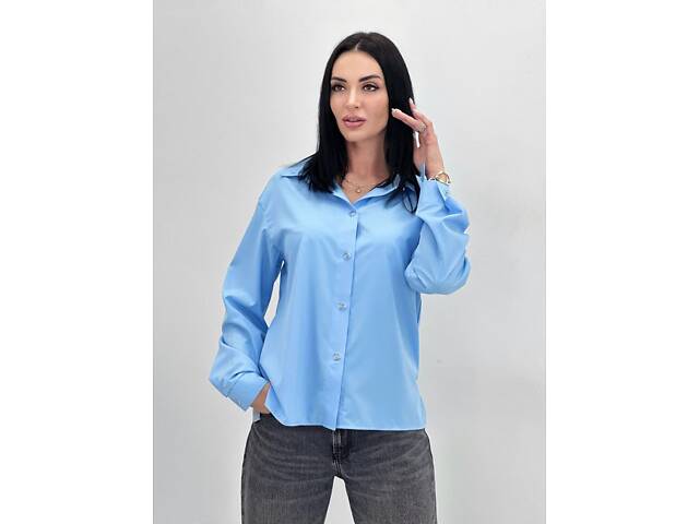 Базова жіноча сорочка 'Eden' оптом | Норма і батал | Розпродаж моделі Голубий, 42-44 - Фото 2