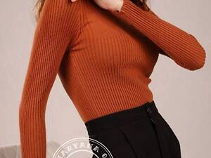 Базовый гольфик в рубчик / терракотовый