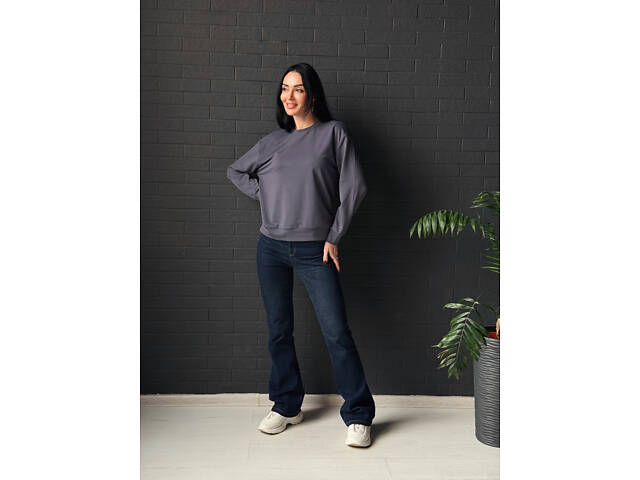 Базовий світшот з двонитки 'Kaplan' оптом | Норма і батал 42-44, Графіт - Фото 3