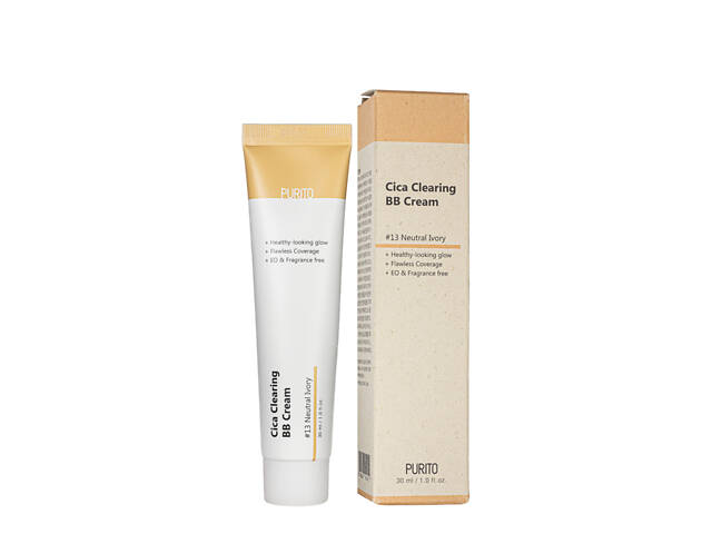 Bb крем тональный Purito Cica Clearing BB Cream с экстрактом центеллы 30 мл, 13 Neutral Ivory