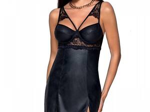 Бебі-дол з еко-шкіри та мережива Loona Chemise black L/XL - Passion Feromon