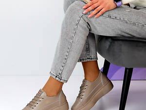 Бежеві шкіряні кросівки кеди, кріпери, бежеві шкіряні кеди 38-40р код 16757 38