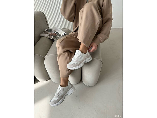 Біло-сірі кросівки еко-замш текстиль, білі кроси 36,38,39р код 9554 - Фото 7
