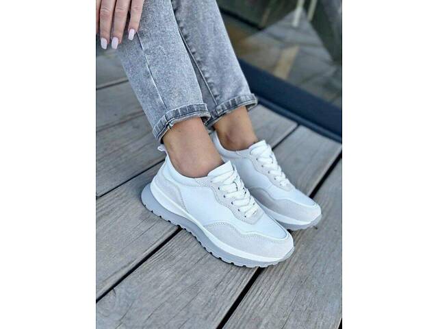 Белые кожаные женские кроссовки Grindi, кроссовки деми 36,37р код 22209 37 - Фото 8