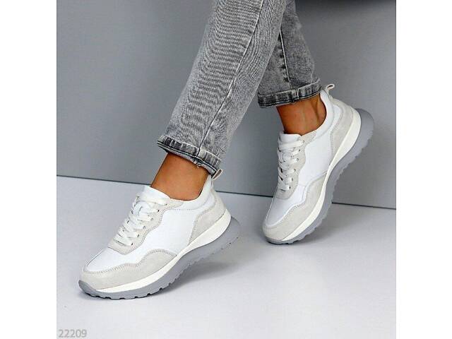 Белые кожаные женские кроссовки Grindi, кроссовки деми 36,37р код 22209 37 - Фото 3