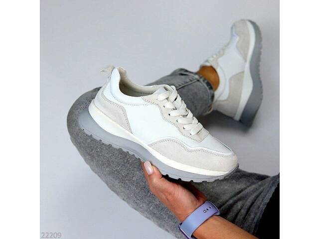 Белые кожаные женские кроссовки Grindi, кроссовки деми 36,37р код 22209 37 - Фото 6