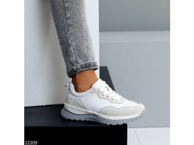 Белые кожаные женские кроссовки Grindi, кроссовки деми 36,37р код 22209 37 - Фото 4