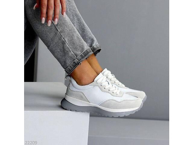 Белые кожаные женские кроссовки Grindi, кроссовки деми 36,37р код 22209 37 - Фото 7