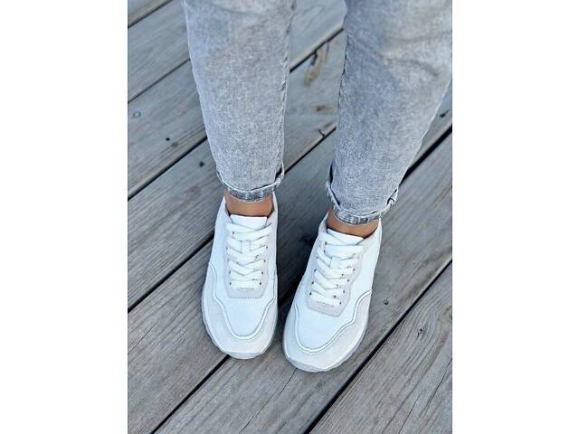 Белые кожаные женские кроссовки Grindi, кроссовки деми 36,37р код 22209 37 - Фото 10