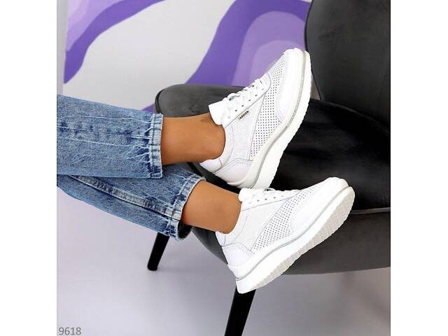 Білі шкіряні жіночі кросівки Rihi 36,38р код 9618 38, 24.5 - Фото 2